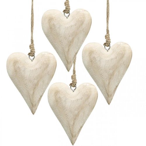 Floristik24 Herz aus Holz, Dekoherz zum Hängen, Herz Deko H10cm 4 St