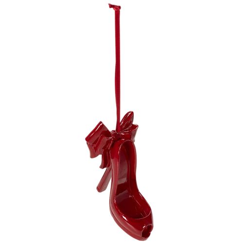 Deko-Schuh aus Polyresin mit Schleife 10 cm bordeauxrot bestellen | Floristik24.at