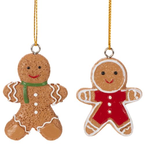 Deko-Anhänger Lebkuchenmännchen aus Polyresin 5–6 cm Braun Rot Weiß 12 Stück bestellen | Floristik24.at