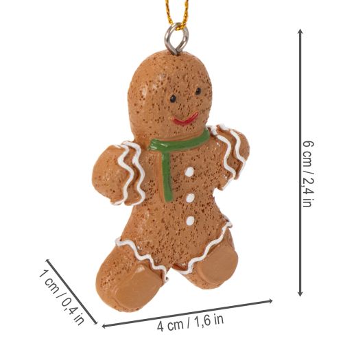 Deko-Anhänger Lebkuchenmännchen aus Polyresin 5–6 cm Braun Rot Weiß 12 Stück | Floristik24.at