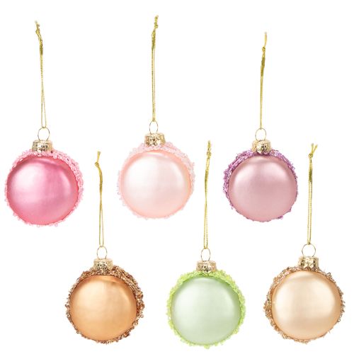 Weihnachtsbaumschmuck Macaron-Anhänger 6 cm Glas Pastellfarben 6er-Set bestellen | Floristik24.at