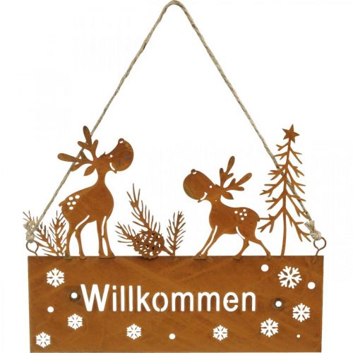 Floristik24 Willkommensschild Edelrost Rentier Winterdeko L22cm 2St