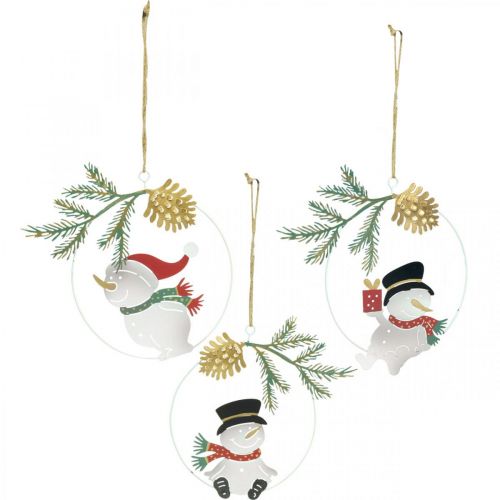 Artikel Weihnachtsanhänger Schneemann Deko Ring Metall Ø14cm 3St