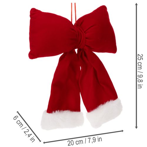 Dekoschleife aus rotem Flanell mit Plüschrand zum Aufhängen 25cm | Floristik24.at