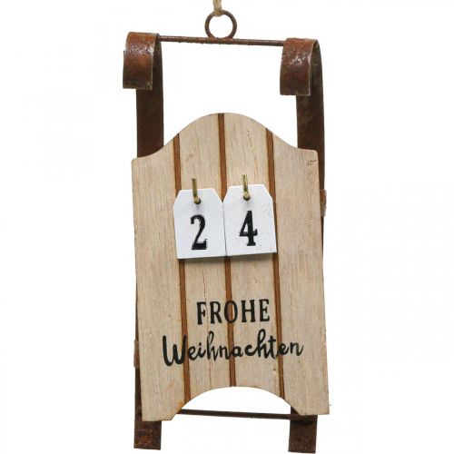 Artikel Deko Schlitten Holz Kalender Advent Rost L14,5cm 2 St