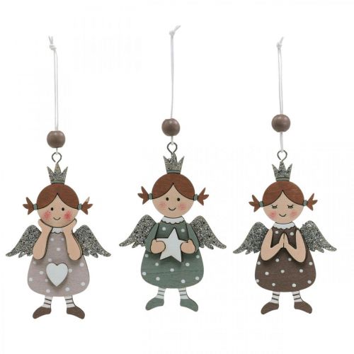 Floristik24 Engel Anhänger Weihnachtsengel Holzdeko 9,5x6,5cm 9St