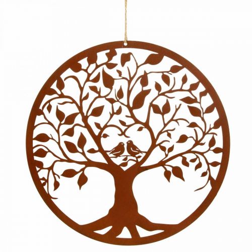 Fensterdeko Frühling, Metall Wanddeko Baum Ø25cm Braun 2 St