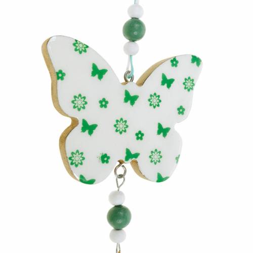 Floristik24 Hängedeko Herz Blume Schmetterling Weiß, Grün Holz Frühlingsdeko 6 St