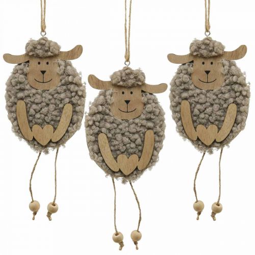 Osterdeko Schaf Hänger Holz Flauschig 8,5×1,5×20cm 6St