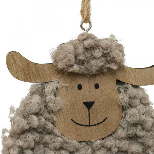 Osterdeko Schaf Hänger Holz Flauschig 8,5×1,5×20cm 6St