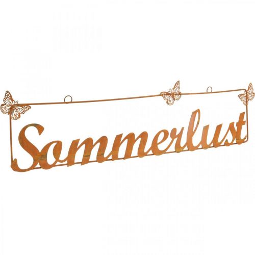 Artikel Gartendeko mit Schmetterlingen, Hänger “Sommerlust”, Metalldeko Edelrost L54,5cm H14cm