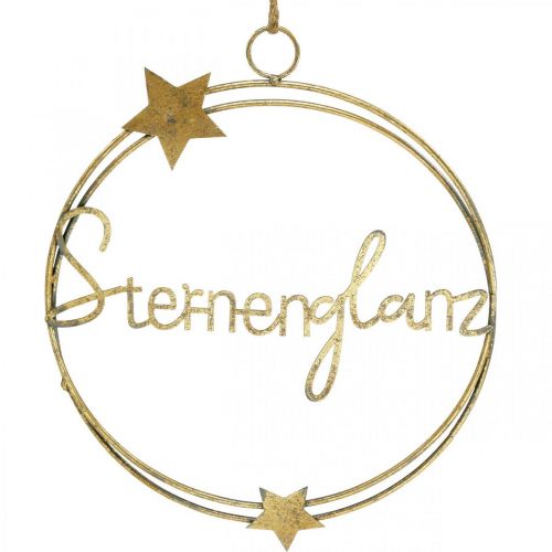 Dekoring “Sternenglanz”, Metalldeko für Weihnachten, Ring zum Hängen Golden, Grau H37cm Ø30,5cm