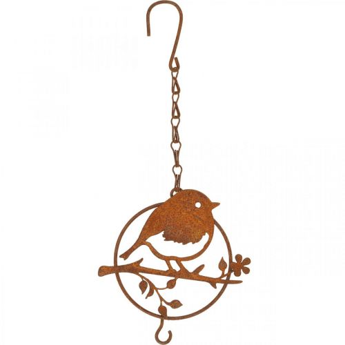 Floristik24 Metallvogel zum Hängen, Futterstelle, Vogel mit Haken Edelrost 11,5×13cm