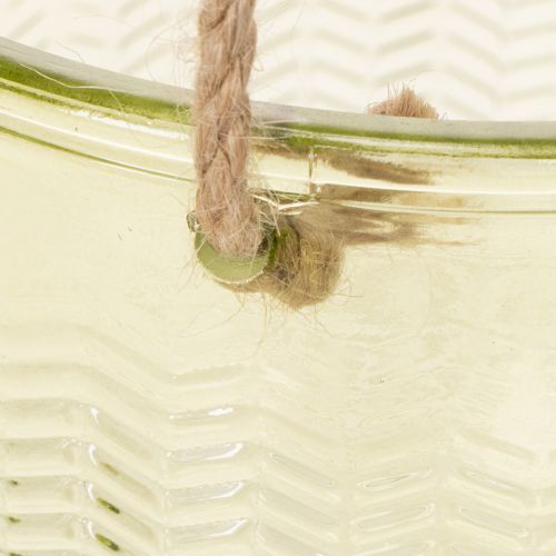 Hängetopf Glas 2er-Set Grün und Braun Retro-Muster Ø14 cm | Floristik24.at