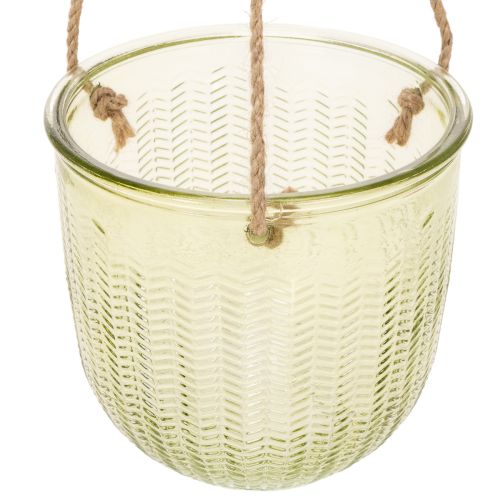 Hängetopf Glas 2er-Set Grün und Braun Retro-Muster Ø14 cm | Floristik24.at