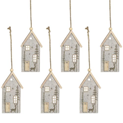 Artikel Häuschen zum Hängen Weihnachten Filz Deko Beige 15cm 6 St
