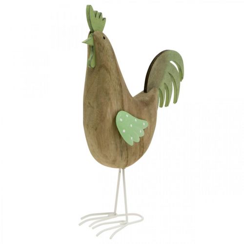 Deko Figur Hahn Holz, Metall Grün Tischdeko Ostern H23cm | Floristik24.at