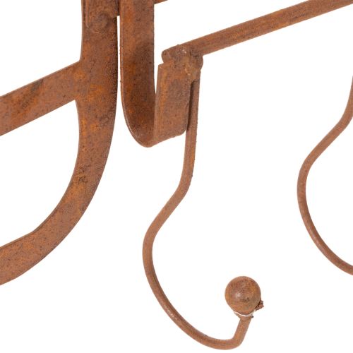 Hakenleiste Metall Edelrost Heugabel 62x19x5cm mit 4 Haken für Außenbereich | Floristik24.at
