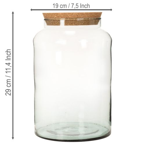 Halboffene Terrariumflasche aus recyceltem Glas 29 cm mit Korkdeckel | Floristik24.at