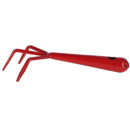 Stahl-Handharke 16 × 6 × 3 cm, rot, mit 3 Zinken