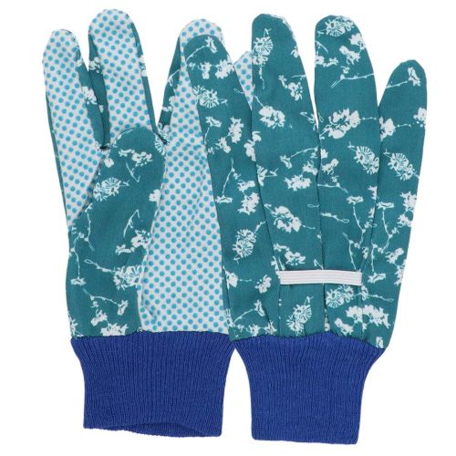 Gartenhandschuhe Baumwoll-Mix Blau Floralmuster Größe M