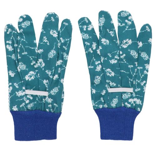 Gartenhandschuhe Baumwoll-Mix Blau Floralmuster Größe M | Floristik24.at