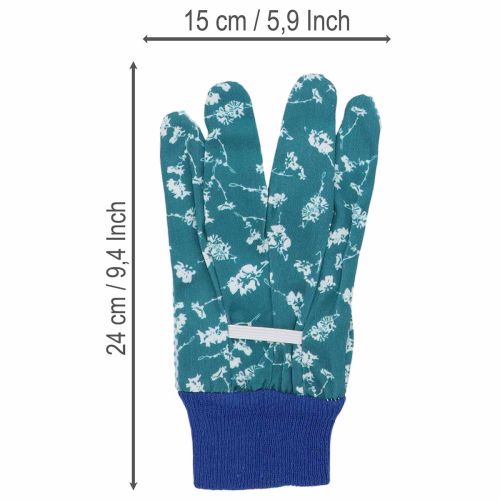 Gartenhandschuhe Baumwoll-Mix Blau Floralmuster Größe M | Floristik24.at