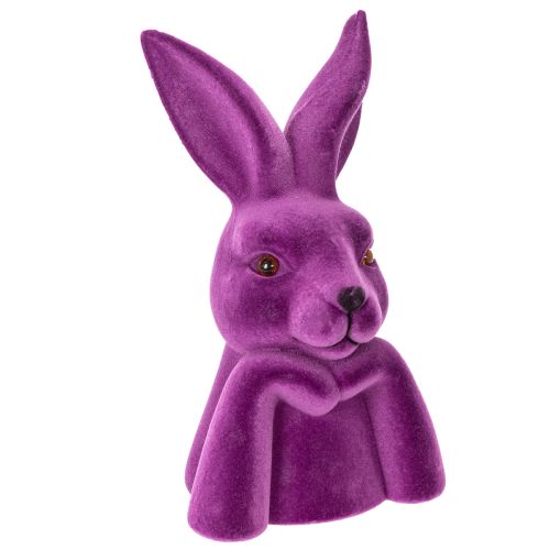 Dekofigur Hase Denkend Beflockt Lila 16,5×13×27 cm Kunstharz Ostern bestellen | Floristik24.at