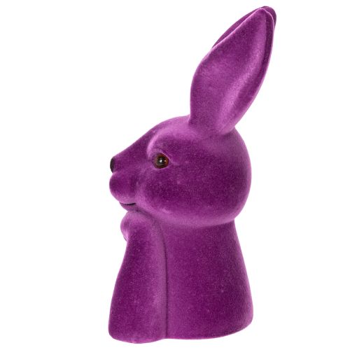 Dekofigur Hase Denkend Beflockt Lila 16,5×13×27 cm Kunstharz Ostern | Floristik24.at