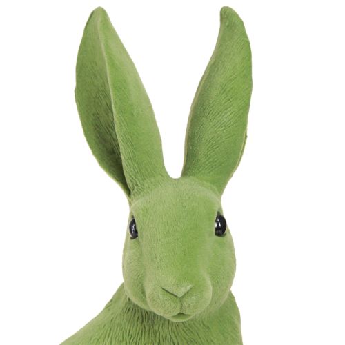 Floristik24 Hase Grün Sitzender Osterhase Deko beflockt 16×13×35cm