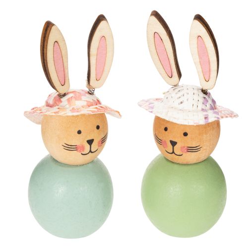 Floristik24 Osterhase Holzfigur Frühlingsdeko Akzent Wohnaccessoire Mint Grün 9cm 8St