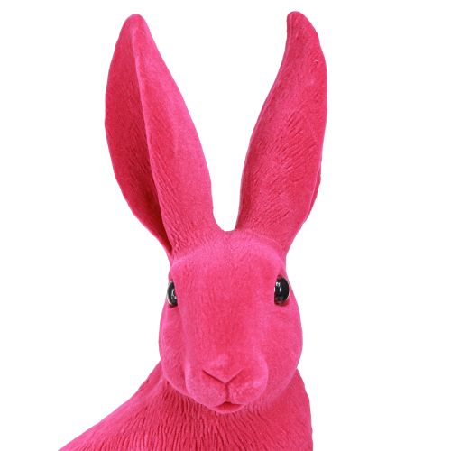 Floristik24 Hase Pink Deko Osterhase sitzend beflockt 16×13×35cm