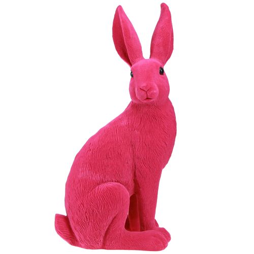 Floristik24 Hase Pink Deko Osterhase sitzend beflockt 16×13×35cm