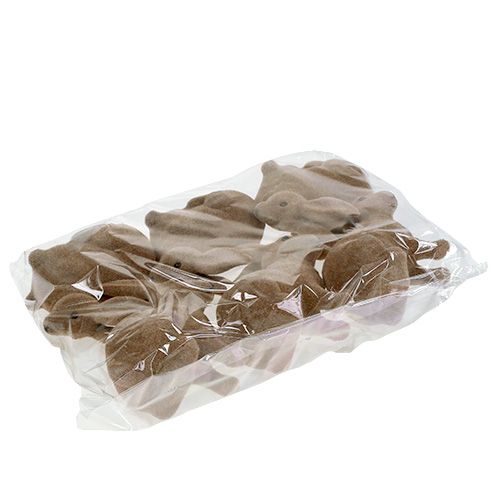 Artikel Hase beflockt Braun 11cm, 13,5cm 6 St