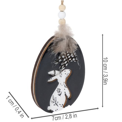 Artikel Hase im Ei Holz Ostereier zum Hängen Weiß Schwarz 10cm 6 St