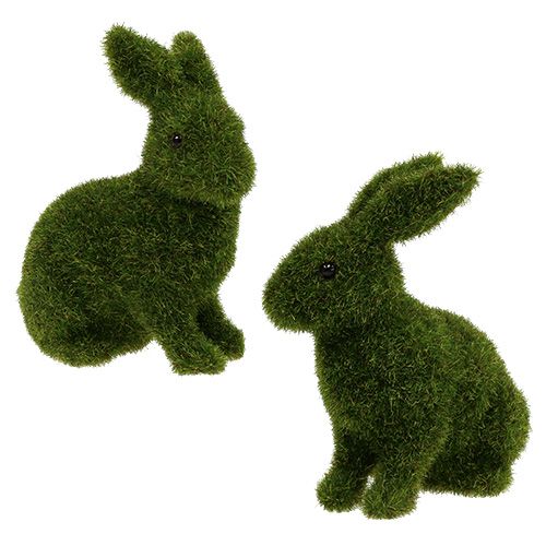 Floristik24 Hase sitzend Grün beflockt H13,5cm 4St
