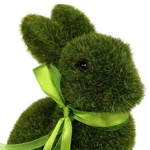Floristik24 Hase sitzend Grün beflockt H15cm 3St