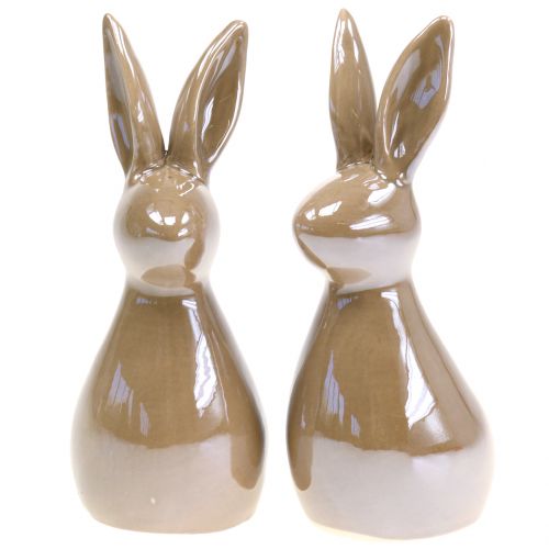 Floristik24 Deko Hase Braun Perlmutt 15,5cm 2St