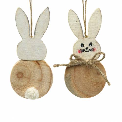 Floristik24 Osterhase zum Hängen Creme, Natur Holz Sortiert H10,5cm 8St