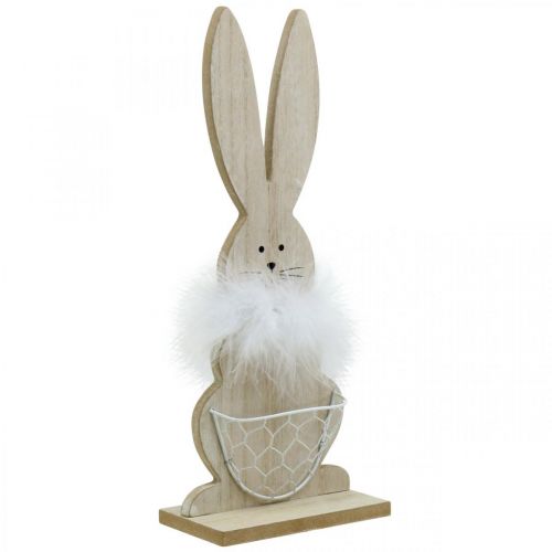 Floristik24 Hase mit Korb Osterhase Aufsteller Holzdeko Ostern Natur H30cm