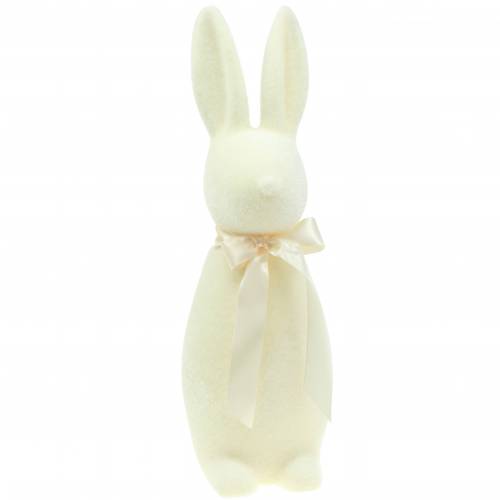 Floristik24 Hase beflockt Creme Weiß H49cm