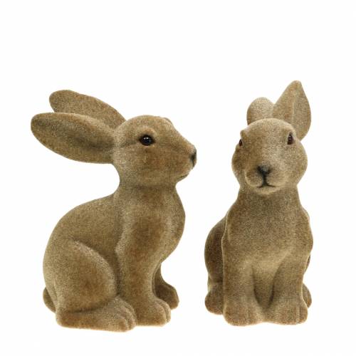 Floristik24 Osterdeko Hase sitzend beflockt Braun H19cm 2St