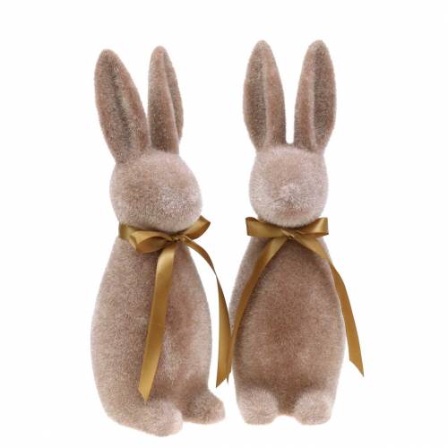 Hase beflockt Braun 30cm 2St