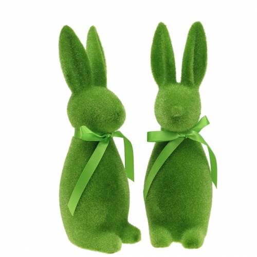 Floristik24 Hase beflockt Grün 30cm 2St