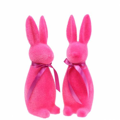 Floristik24 Hase beflockt Pink H30cm 2St