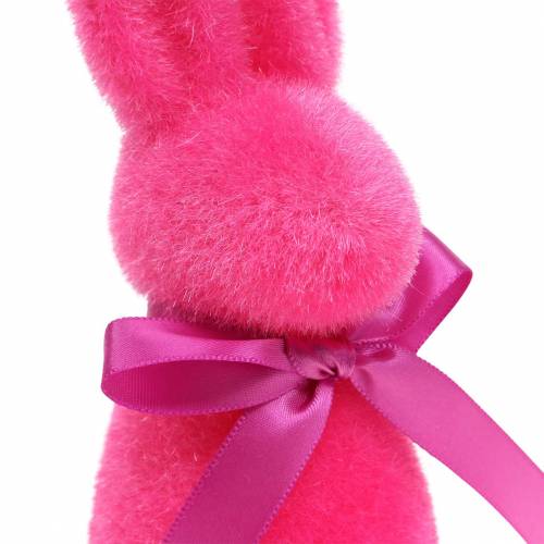Floristik24 Hase beflockt Pink 16cm 4St