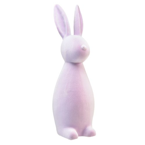 Artikel Osterhasen Deko Hase stehend beflockt Flieder Lila H47cm