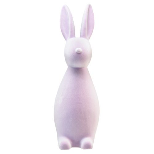 Artikel Osterhasen Deko Hase stehend beflockt Flieder Lila H47cm