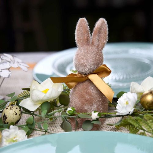 Floristik24 Hase beflockt Hellbraun 16cm 4St