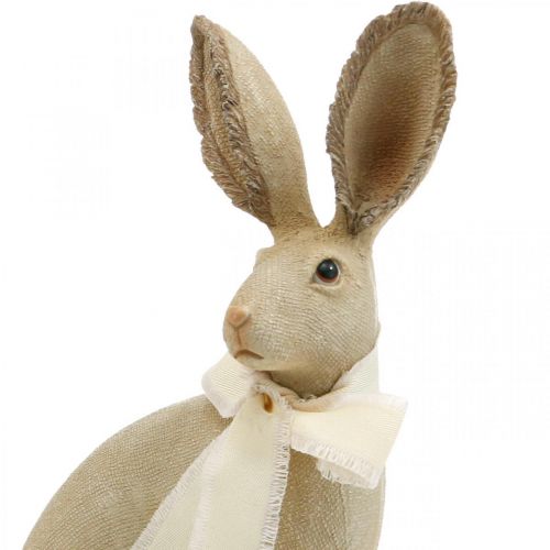 Floristik24 Osterhase sitzend mit Schleife Polyresin Tischdeko Ostern H30cm